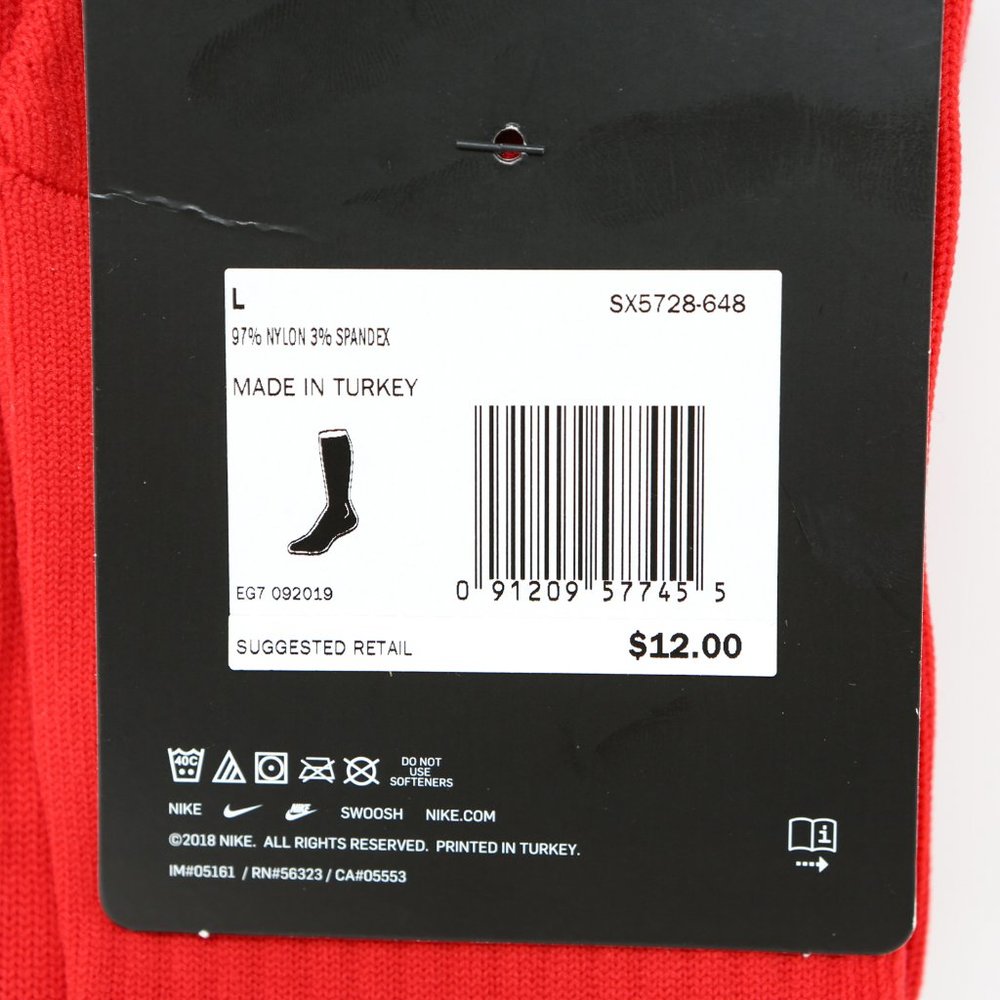 Nike Classic Knee High Soccer Socks Red Over Calf - Picture 5 of 6